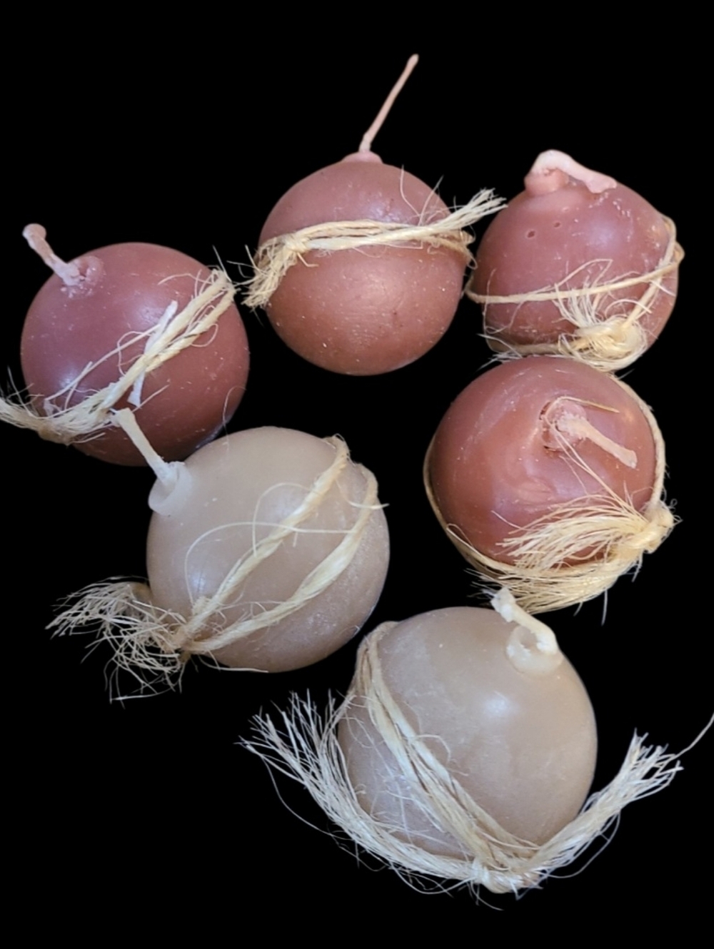 6x Country Twine Round DECOR CANDLES